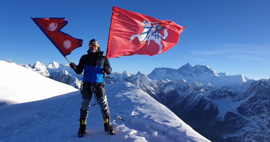 Standing at Mera peak summit