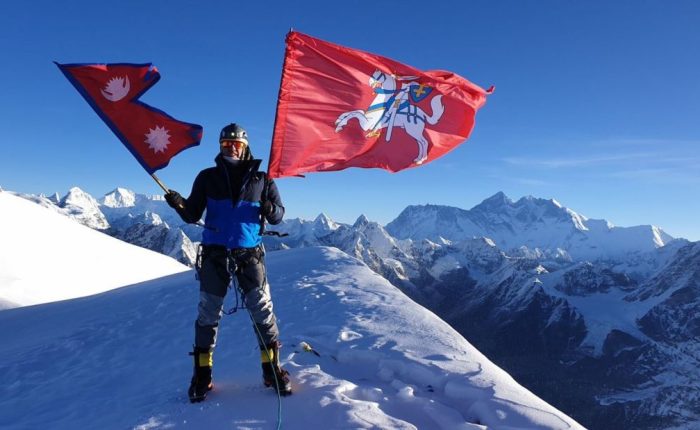 Standing at Mera peak summit
